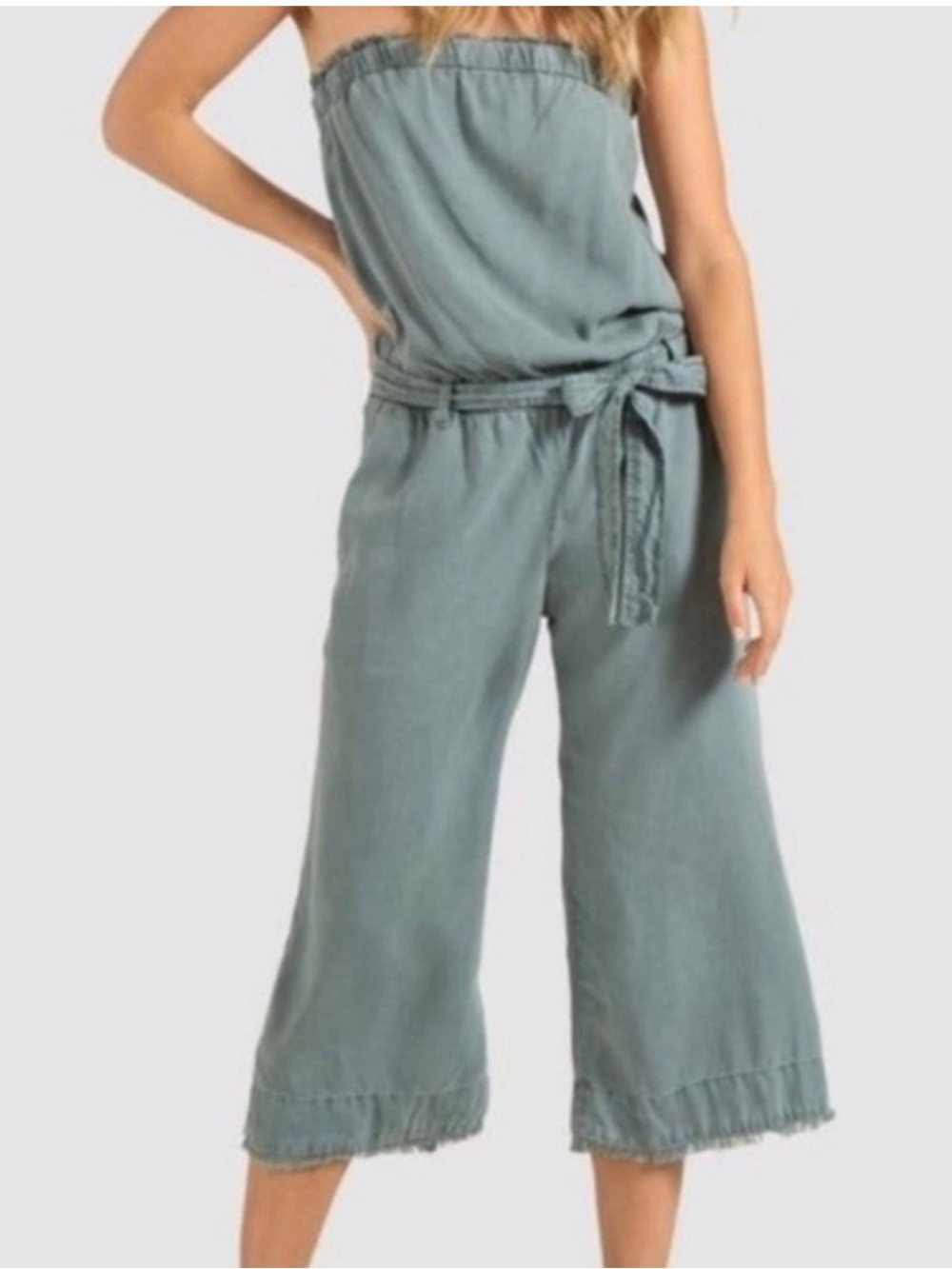 NWOT Cloth & Stone strapless wide-leg jumpsuit Fraued khaki Tan XS